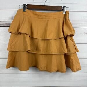 Farm Rio Ruffle Tiered Mini Skirt Orange‎ Womens Size Medium